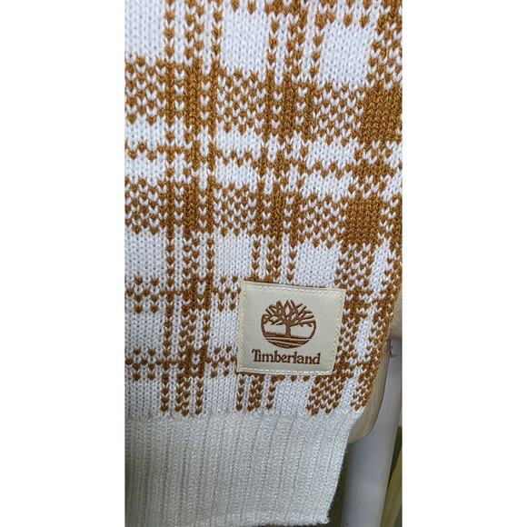 Timberland Scarf Buffalo Plaid Beige Off-White NEW 10" x 64" NWT - Picture 2 of 3